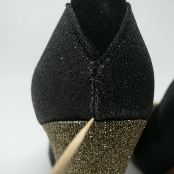 Sam Edelman High Heels 8.5 Black & Gold Frances Sparkle Cocktail Party Formal - Picture 3 of 8
